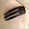 (1) Ebony Wood Three Prong Curved 4.5 Inch Hair Stick Pick Pic Pin Fork view 2