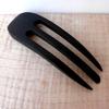 (1) Ebony Wood Three Prong Curved 4.5 Inch Hair Stick Pick Pic Pin Fork view 3