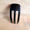 (1) Ebony Wood Three Prong Curved 4.5 Inch Hair Stick Pick Pic Pin Fork view 4