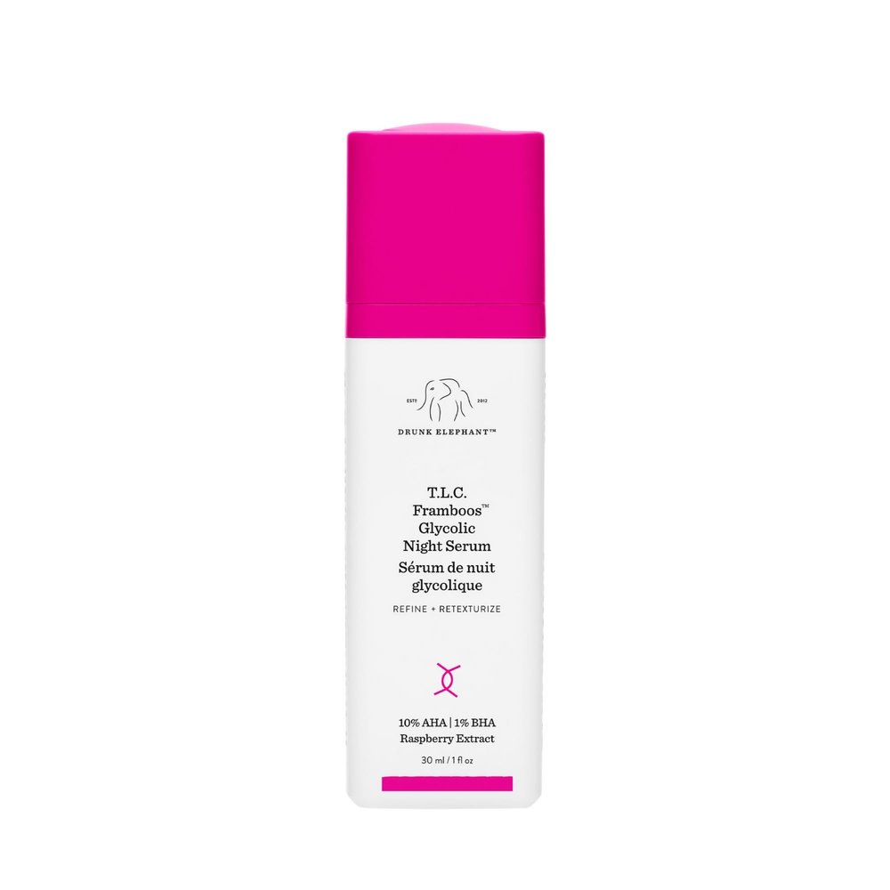 Drunk Elephant T.L.C. Framboos Glycolic Serum - 30 ml/1 fl oz - Exfoliating AHA Serum - Clean Clinical Skincare - Cruelty-Free - Dermatologist-Tested - Free of Essential Oils, Silicones, and Fragrance