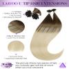 LaaVoo U Tip Hair Extensions Human Hair Light Brown Fading to Light Blonde Ktip Human Hair Extensions Straight Soft 22 Inch 1g/1s 50g/pack view 2