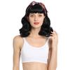 DIFEI Rockabilly Vintage Wig Audrey Hepbum Short Bang Wig Long Finger Wavy Wigs for Women (Black) view 2
