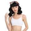DIFEI Rockabilly Vintage Wig Audrey Hepbum Short Bang Wig Long Finger Wavy Wigs for Women (Black) view 3