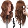 Mannequin Head with 100% Human Hair, TopDirect Real Hair Cosmetology Mannequin Head Hair Styling Hairdressing Practice Training Doll Head with Clamp Holder and Tools (Dark Brown) view 1