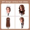 Mannequin Head with 100% Human Hair, TopDirect Real Hair Cosmetology Mannequin Head Hair Styling Hairdressing Practice Training Doll Head with Clamp Holder and Tools (Dark Brown) view 2