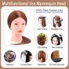 Mannequin Head with 100% Human Hair, TopDirect Real Hair Cosmetology Mannequin Head Hair Styling Hairdressing Practice Training Doll Head with Clamp Holder and Tools (Dark Brown) view 4