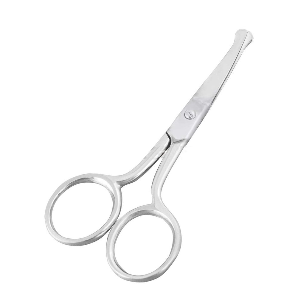 OdontoMed2011 Rounded Facial Hair Scissors for Men, Mustache, Nose, Beard, Eyebrows, Eyelashes, Ear Hair Cutting & Trimming Scissors Stainless Steel.