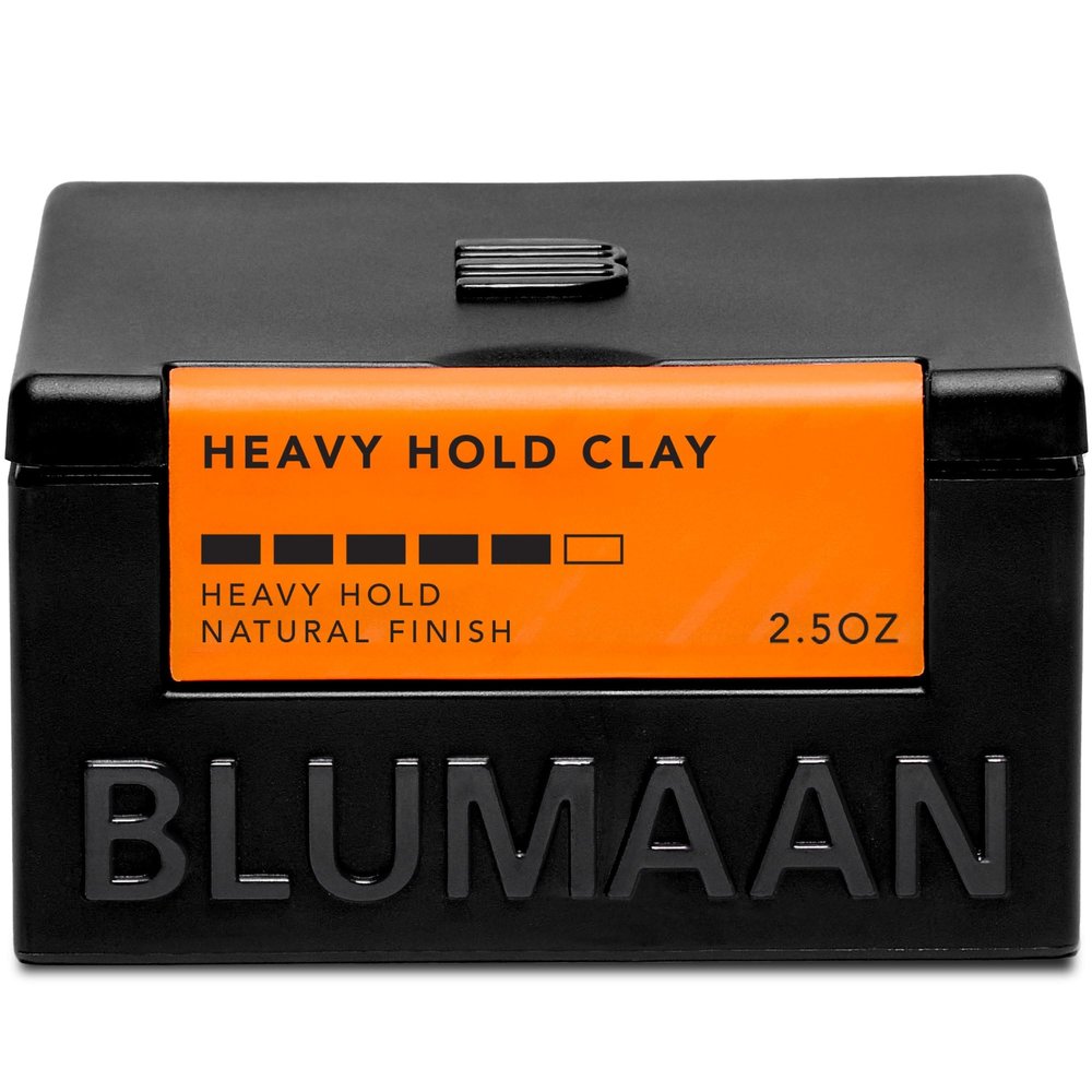 BLUMAAN Heavy Hold Clay - Men's Extra Strong Hold Hair Clay Creates Texture and Volume (2.5 oz) - Natural Matte Finish with Organic Oils - Controls Coarse,Thick, Unruly Hair