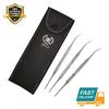 4 pcs Trimmer Cutter Remover for Manicure Stainless Steel Nail Art Cuticle Spoon Pusher Tool Pusher with Storage Case Professional Grade Clipper Pedicure (Nail File) view 2
