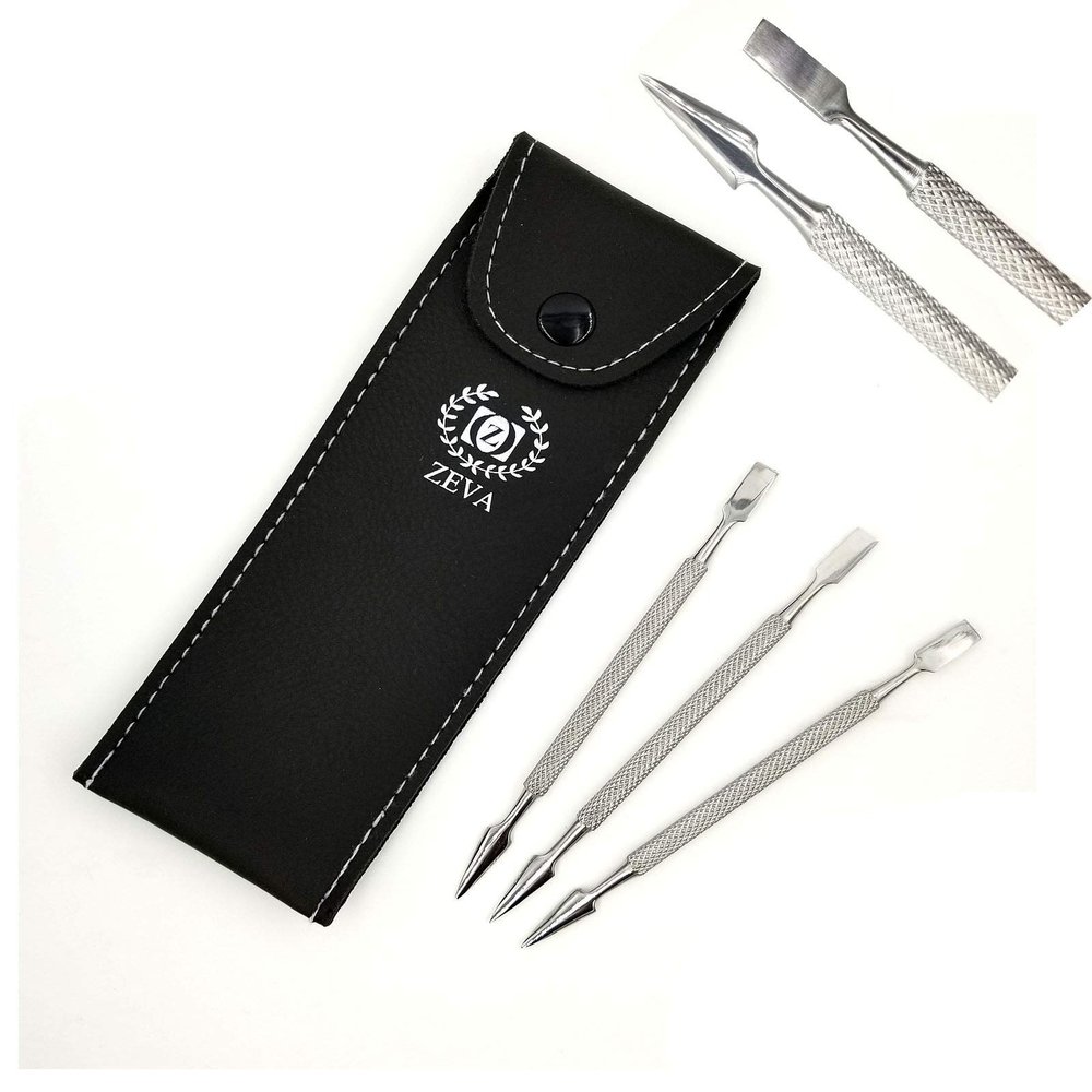 4 pcs Trimmer Cutter Remover for Manicure Stainless Steel Nail Art Cuticle Spoon Pusher Tool Pusher with Storage Case Professional Grade Clipper Pedicure (Arrow Pusher)