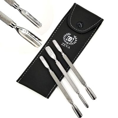4 pcs Trimmer Cutter Remover for Manicure Stainless Steel Nail Art Cuticle Spoon Pusher Tool Pusher with Storage Case Professional Grade Clipper Pedicure (Two Sided Spoon)