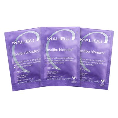 Malibu C Blondes Wellness Remedy - Removes Discoloration from Bleached, Highlighted or Natural Blonde Hair + Restores Vibrance and Shine with Vitamin C Complex (3 Packets)