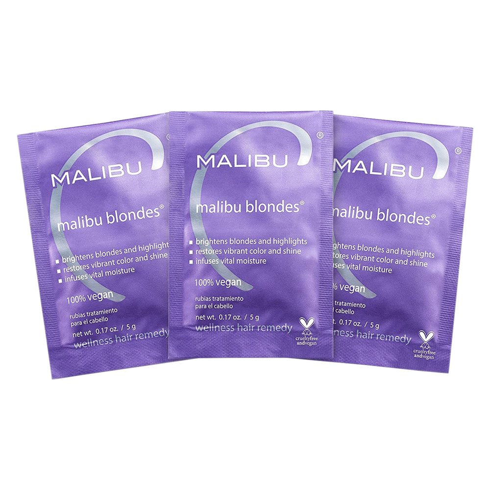 Malibu C Blondes Wellness Remedy - Removes Discoloration from Bleached, Highlighted or Natural Blonde Hair + Restores Vibrance and Shine with Vitamin C Complex (3 Packets)
