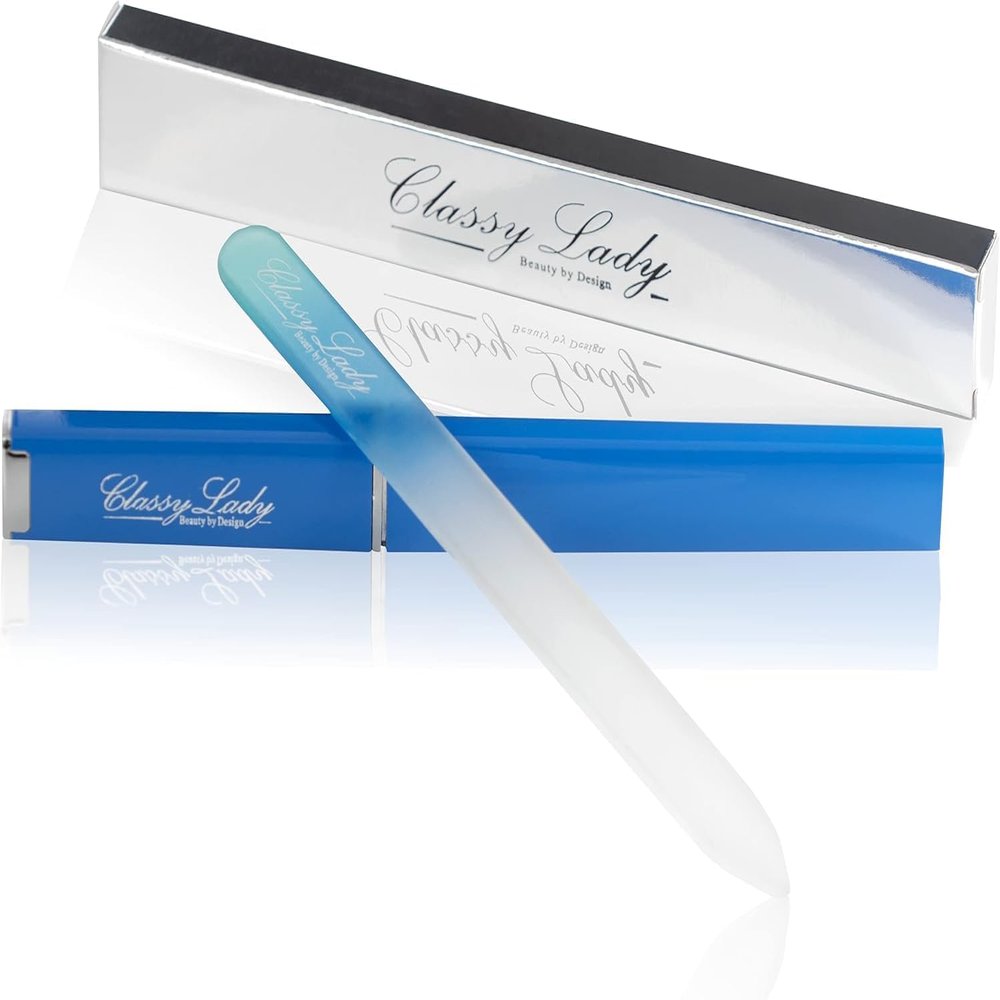 ClassyLady Glass Nail Files Crystal Nail File for Natural Nails Filing Board for Professional Fingernail Care w Case