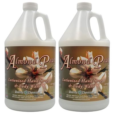 Quality Chemical Almond Pearl Lotionized Hand Soap and Body Wash Pearlized Almond Scent Rich Lather Dispenser Ready 128 oz (Pack of 2)