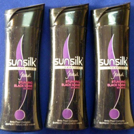 3 X Sunsilk Stunning Black Shine Shampoo Amla Pearl Complex 80ml X 3 = 240ml