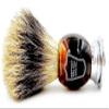Parker 3-Band Pure Badger Shaving Brush with Faux Horn & Chrome Handle + Stand | 22mm Soft Knot for Dense Lather | Handcrafted Wet Shaving Brush for Cream or Soap | Long Loft view 3