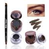 Music Flower Gel Eyeliner Eyebrow Powder, Black and Brown Waterproof Smudgeproof Long Lasting Makeup Eyeliner Gel with Brush Mirror, 0.49 Ounce, Pack of 2 view 1
