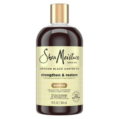 SheaMoisture Strengthen and Restore Shampoo Pure Jamaican Black Castor Oil for Damaged Hair To Cleanse and Nourish Hair 13 oz