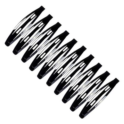 10pcs Classic Simple Solid Color Metal Snap Hair Clip No-slip Barrettes (Black)