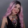 HEAHAIR Ombre Pink Wigs Synthetic Lace Front Wig Body Wave Gluless Dark Roots Lace Front Wig view 3