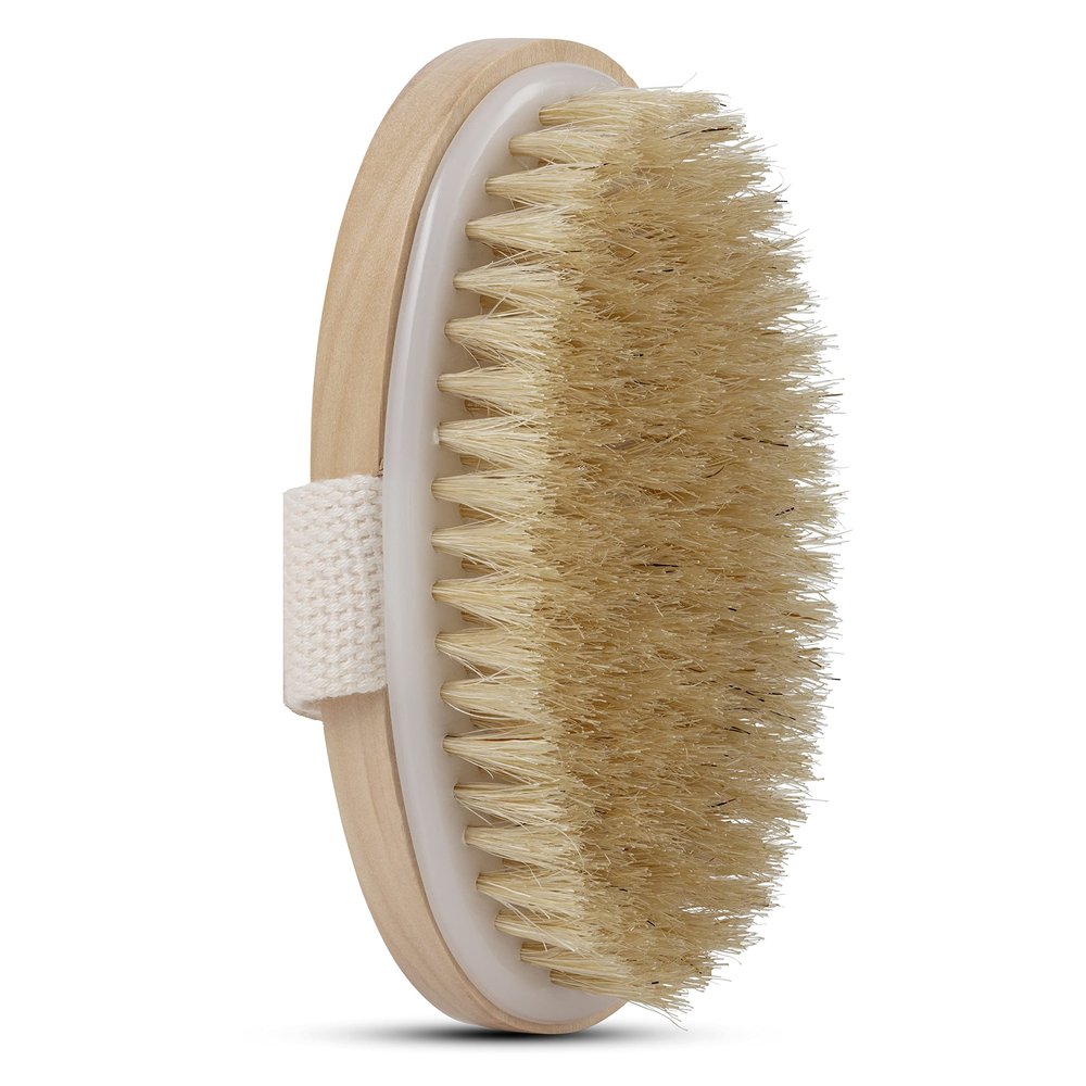 Dry Skin Body Brush - Improves Skin's Health and Beauty - Natural Bristle - Remove Dead Skin and Toxins, Cellulite Treatment, Improves Lymphatic Functions, Exfoliates, Stimulates Blood Circulation