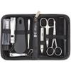 3 Swords Germany  brand quality 10 piece manicure pedicure grooming kit set for nail care tweezers file clipper, Made by 3 Swords (BLACK - GENUINE LEATHER) view 1