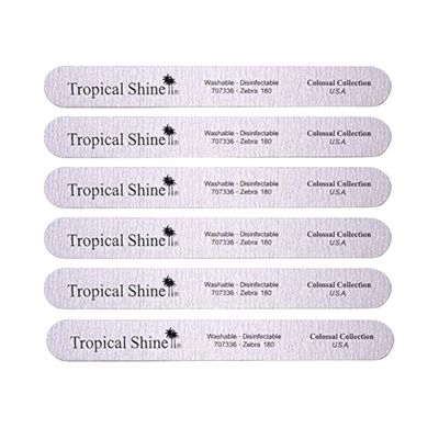 "Tropical Shine Jumbo Zebra 180 Colossal Collection - 6 pcs Nail Files for Professional Nail Care and Shaping - Medium (180) Grit Nail File Set for Natural Nails ( 707336)"