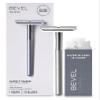 Bevel Safety Razor with Brass Weighted Handle and 10 Double Edge Safety Blade Refills, Single Blade Razor for Men, Designed for Coarse Hair to Prevent Razor Bumps - Silver (Packaging May Vary) view 1