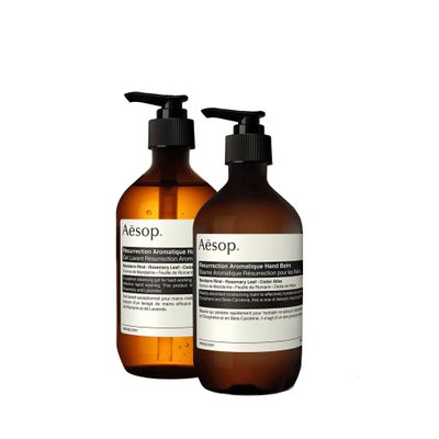 Aesop Resurrection Hand Wash & Balm Gift Set | Citrus & Woody Duo to Cleanse and Moisturize Hands | 16.9 oz / 500 mL (Set of 2)