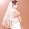 2 Tier Tulle Elbow Wedding Veil with Ribbon Edge Fashion Veil view 3