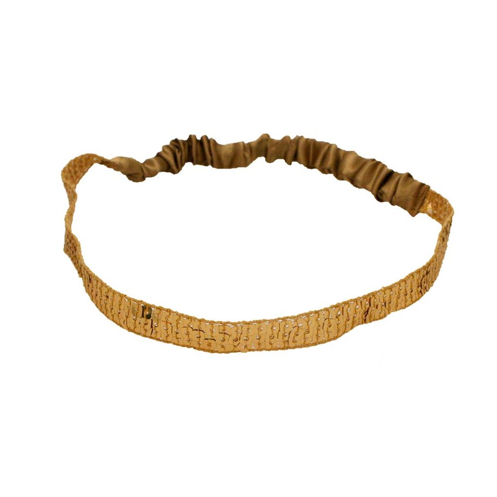 Mia Sequins Metallic Headband, Sparkly Fashionable Hair Accessory on a Soft Elastic Rubber Band for Women, Teens, Dress Up - Gold