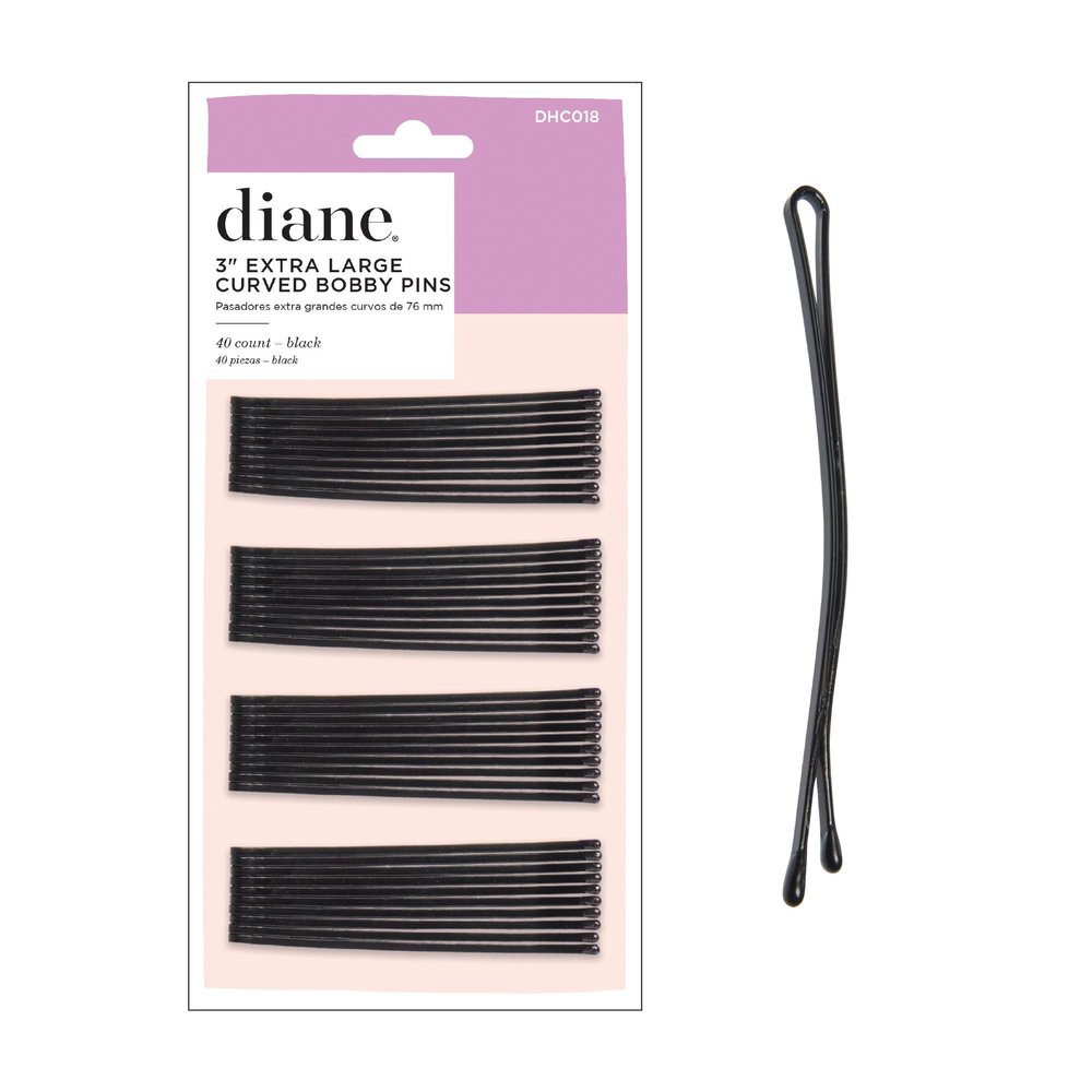 Diane Fromm 3'' Curved Jumbo Bob Pins Black, DHC018, 40 Count (Pack of 1)