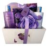Spa Gift Basket with Lavender Fragrance and Lilac Color - Bath and Body Set Includes Shower Gel, Body Lotion, Hand Lotion, Bath Salt, Flower Sponge and EVA Sponge view 1