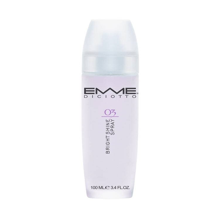 EmmeDiciotto 03 Bright Shine Spray 100ml loud of light envelops the style and gives it the perfect finish.