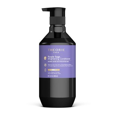 Theorie Purple Sage Brightening Conditioner for Blonde, Bleached, Silver, and Grey Hair - Eliminates Brassiness & Yellows | Infused with Argan, Marula, and Grape Seed Oil - 400mL