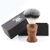 100% Hand Made Synthetic Hair Sliver Tip Shaving Brush on Wooden Base with Box view 1