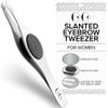 Tweezers for Facial Hair Women & Men  Stainless Steel Slant Eyebrow Tweezers with Hand-Sharpened Tips for Fine Hair Removal, Precision Shaping & Detail Work view 1