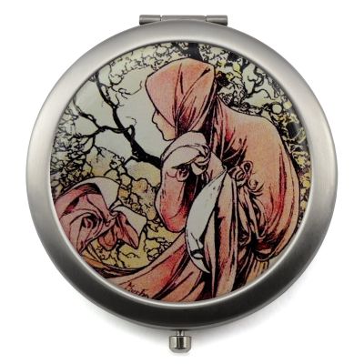 Compact Mirror with Vintage Four Seasons Sign Design | Pocket Makeup Mirror - Perfect for Purses & Travel | 2-sided with 2X Magnifying Mirror and 1x Mirror