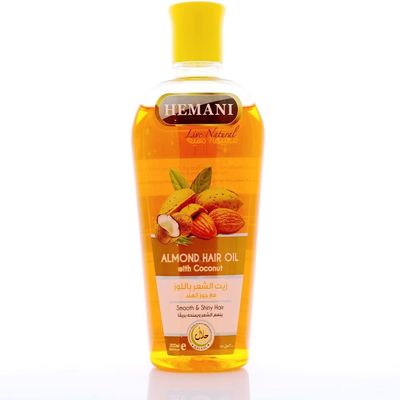 Hemani Almond Hair Oil (200ml/6.76oz) - Almond & Coconut Oil Blend for Hair Growth, Shine & Softness, Nourishing & Strengthening Hair Oil for Men & Women