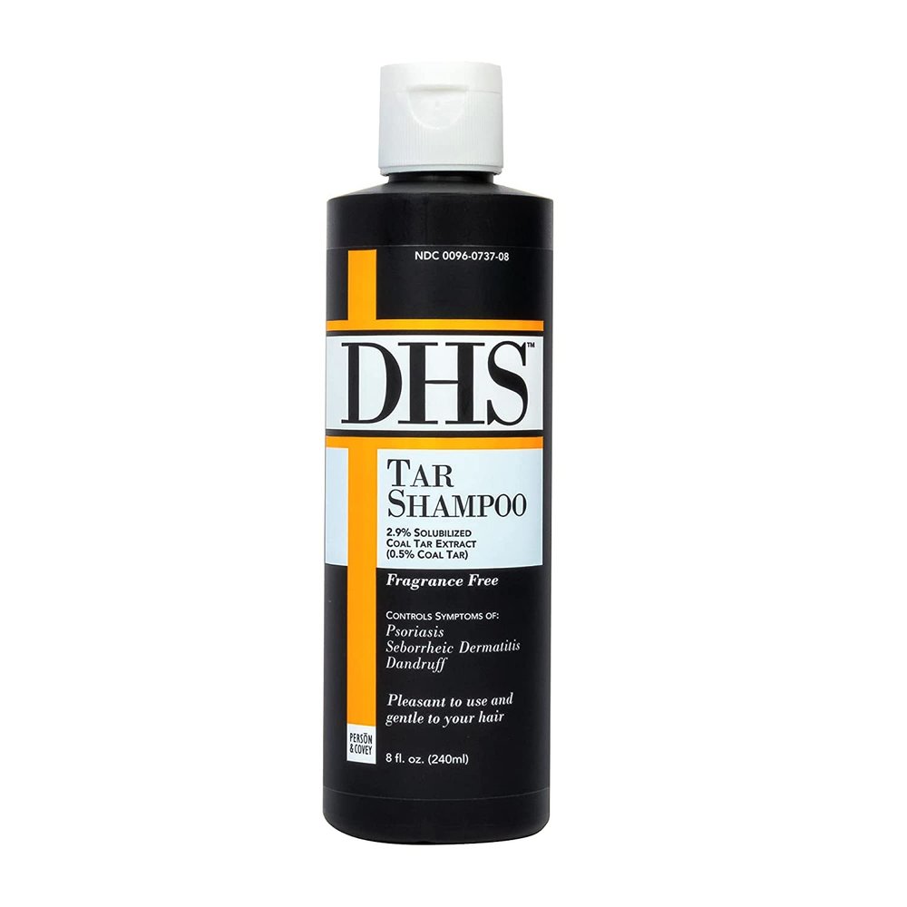 DHS Person & Covey, Inc Coal Tar Shampoo - Dandruff Shampoo for Men & Women, Psoriasis & Dandruff Hair Care for Itchy Scalp, Unscented Seborrheic Dermatitis Hair Care - 8 Fl Oz, Pack of 2