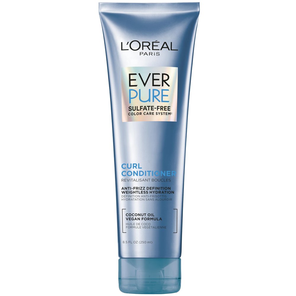 L'Oreal Paris Sulfate Free Conditioner for Curly Hair, Lightweight, Anti-Frizz Hair Care with Coconut Oil, EverPure, 8.5 Fl Oz (Packaging May Vary)