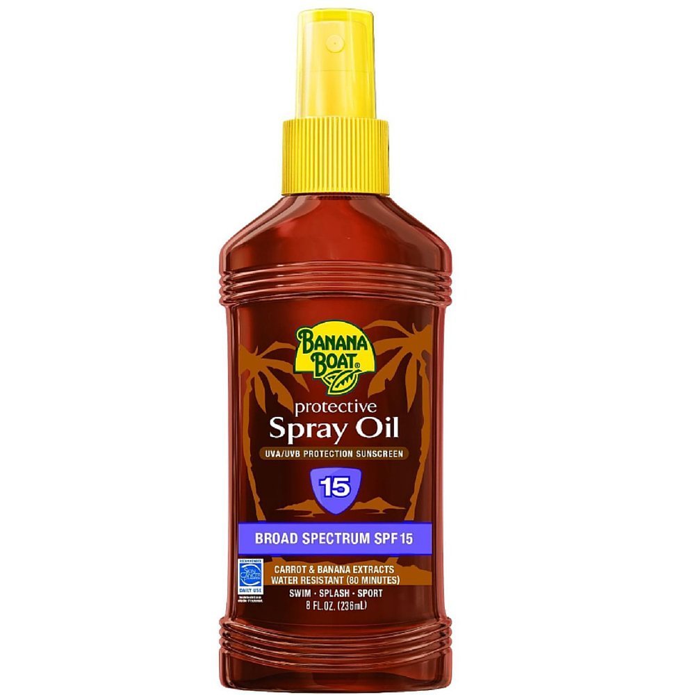 Banana Boat Protective Spray Oil, Sunscreen SPF 15 8 oz (Pack of 2)