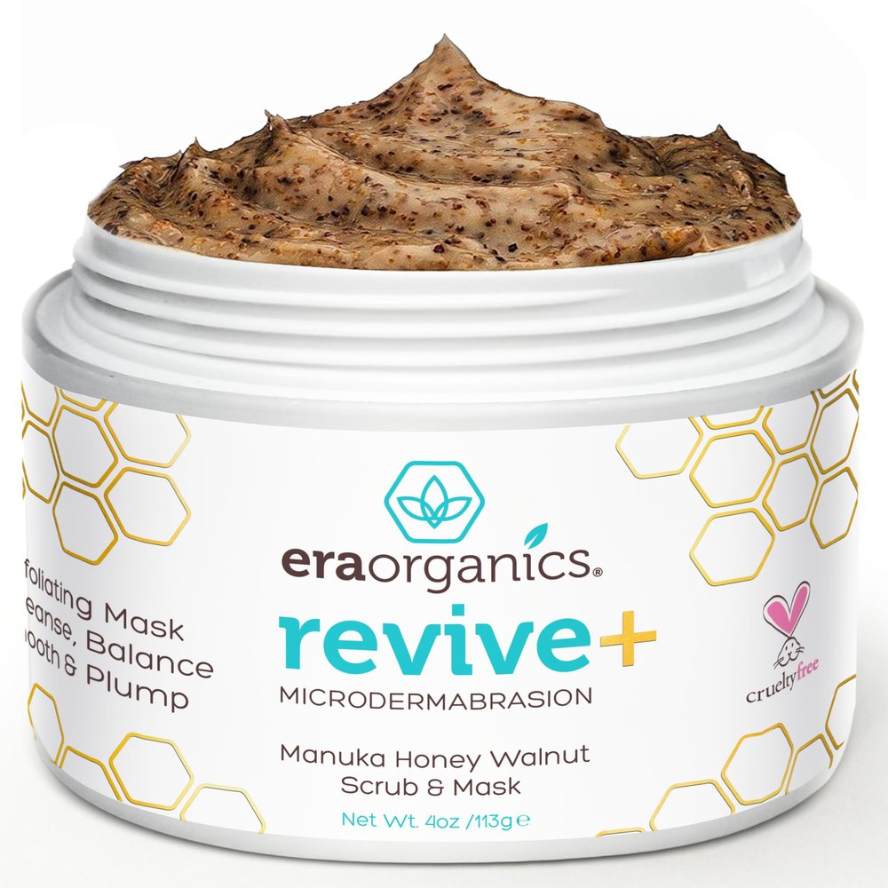 Manuka Honey Exfoliating Face Scrub  Gentle Microdermabrasion Face Exfoliator to Help Smooth, Soften & Balance with Moisturizing Organic Superfoods 4oz