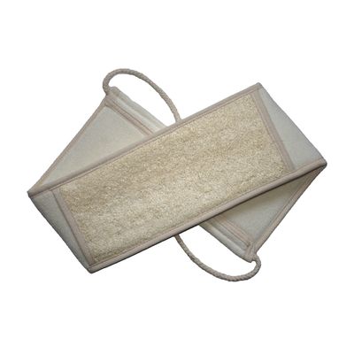 100% Natural Loofah Back Body Scrubber Strap Brush Sponge with Handles (Front 100% Loofah + Back 100% Cotton Terry) Shower Bath Spa Soften Smooth Renew Skin, Pack of 1