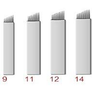 50pcs Permanent Makeup Needle Manual Eyebrow Tattoo Microblade Sloped Needles (12 Sloped Needles)