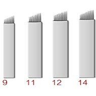 50pcs Permanent Makeup Needle Manual Eyebrow Tattoo Microblade Sloped Needles (12 Sloped Needles)