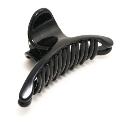 Mia Slim Clip Hair Accessory Jaw Clamp, Super Slim, Super Strong, Low Profile, Updo French Twist Styling Tool, Black Shiny Smooth Acrylic Plastic, For Women and Girls 1pc