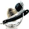 Parker Safety Razor Classic Black Straight Edge Barber Razor Shave Set - Includes 100% Pure Badger Brush, Chrome Stand, SRB Shavette Razor and 100 Blades view 1