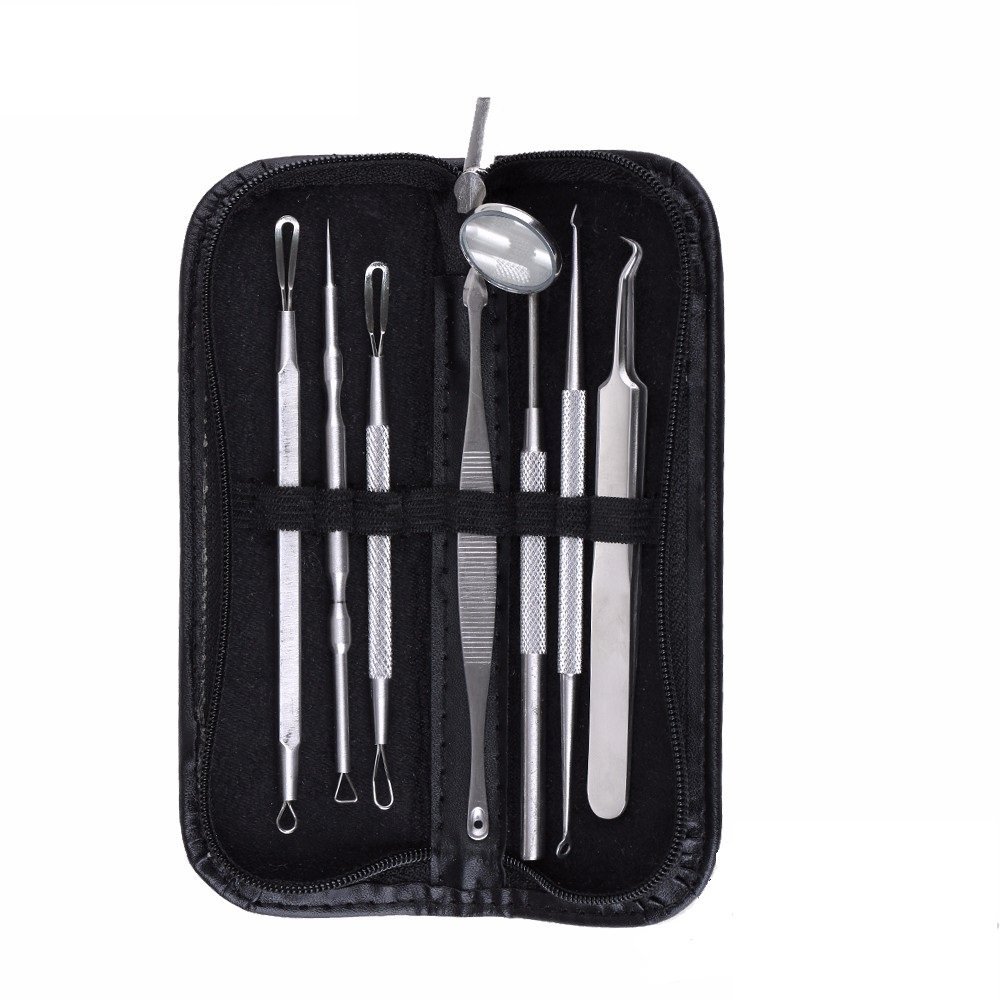 7pcs Stainless Blackhead Pimple Blemish Comedone Acne Extractor Remover Tool Set Kit